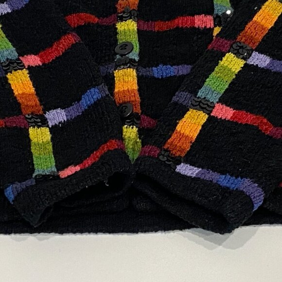 Vintage Janes Closet Rainbow Plaid Cardigan Sweater Womens Size S Button Up - Picture 5 of 8